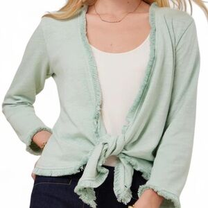 Spartina 449 Clara Convertible Mint Green Fringe Cardigan NWOT Boho Office Sz Xl